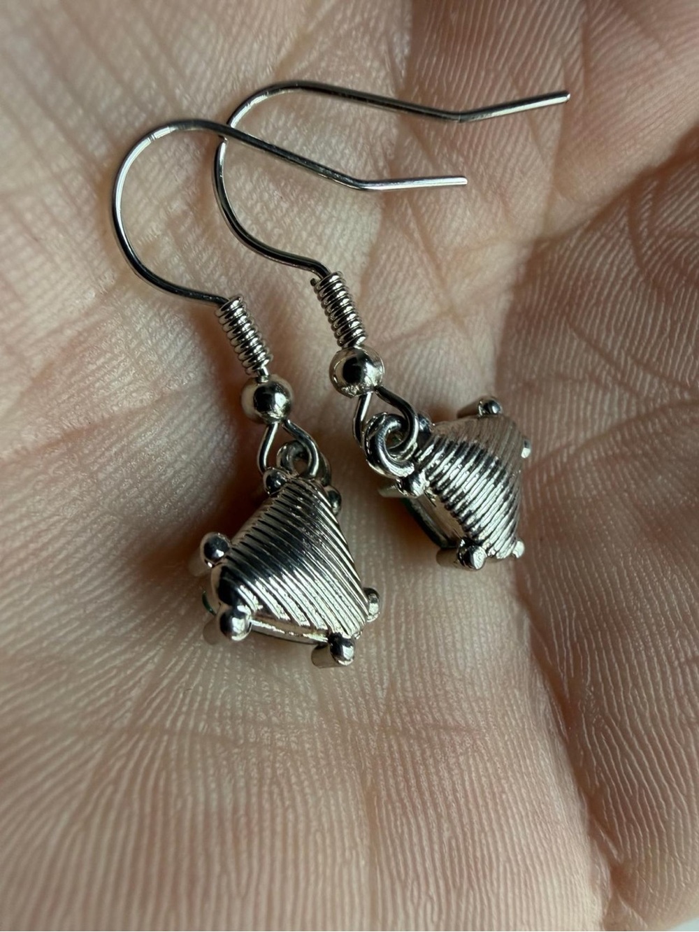 Sterling Silver-Tone Triangle Drop Earrings - Silver